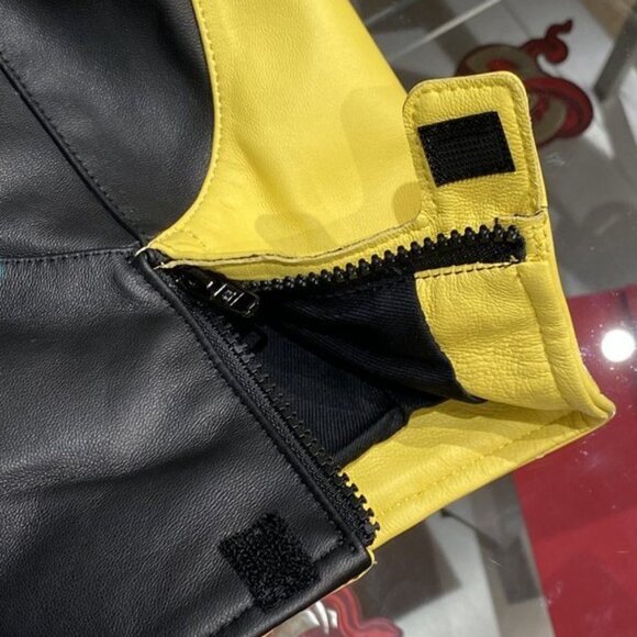 Balenciaga Racer Oversized Distressed Panelled Leather Jacket – Signal Yellow - Picture 9 of 9